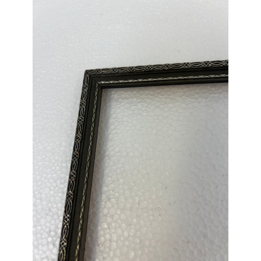 Vintage Carved Wood Picture Frame Art Deco Border Dark Brown 7.5x10 Inch antique - Picture 2 of 9